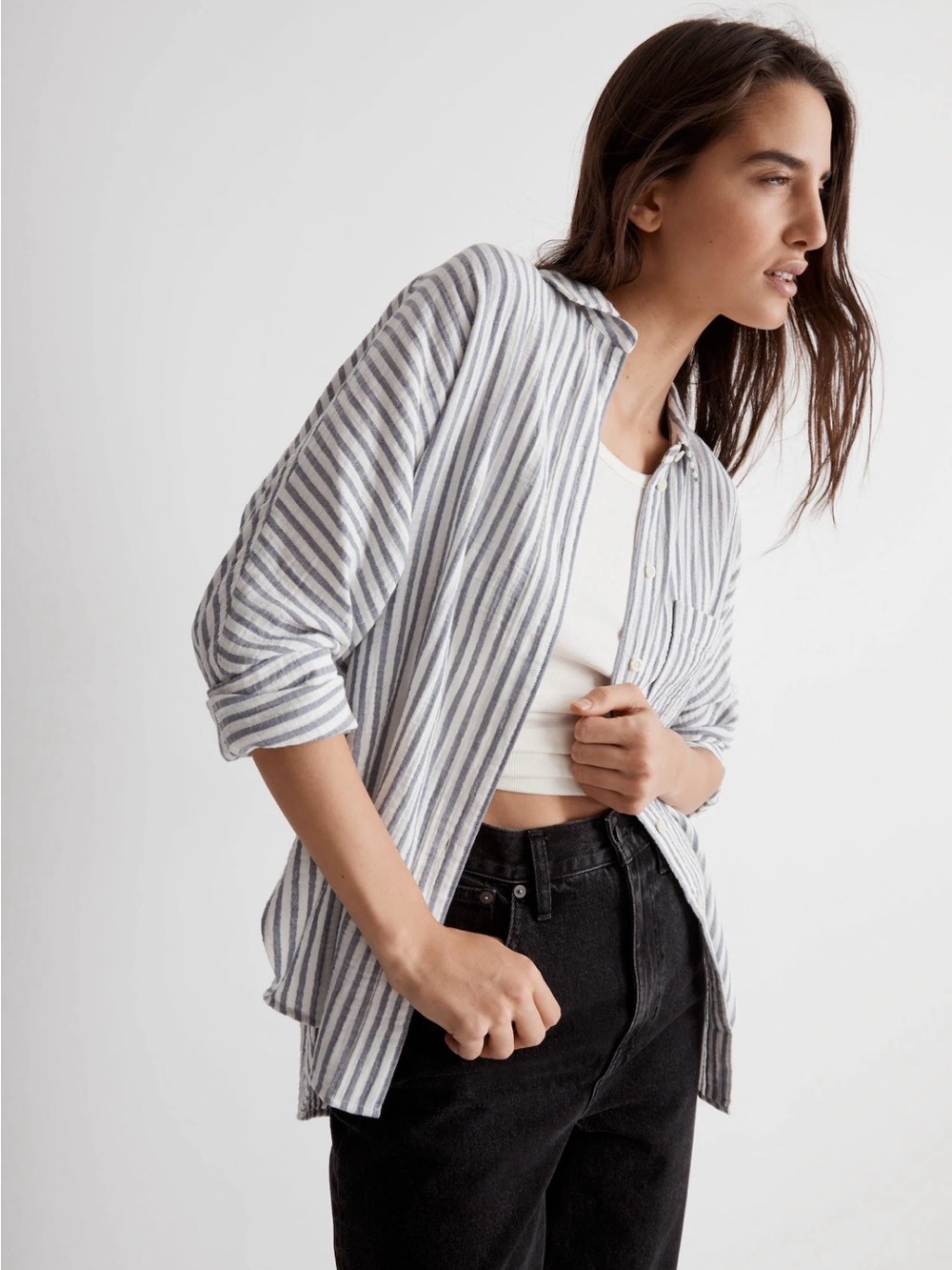 Madewell Long Sleeve Dolman Shirt in Stripe - Women's Small - Picture 4 of 14